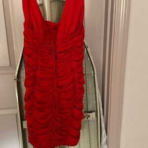 Elegant Red Ruched Dress